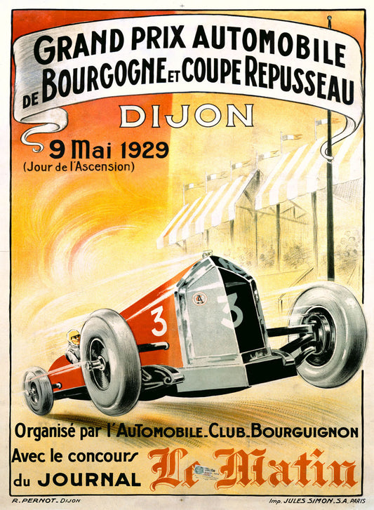 French 1929 Grand Prix Roadster Race Poster 0000-4236