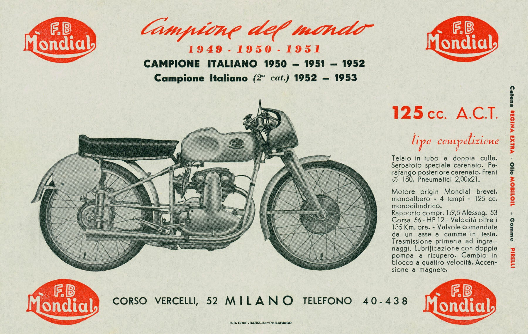 Italian Mondial 125 Motorcycle Poster 0000-4777