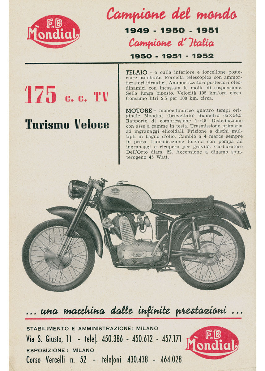 Mondial Turismo Veloce Motorcycle Poster 0000-4807