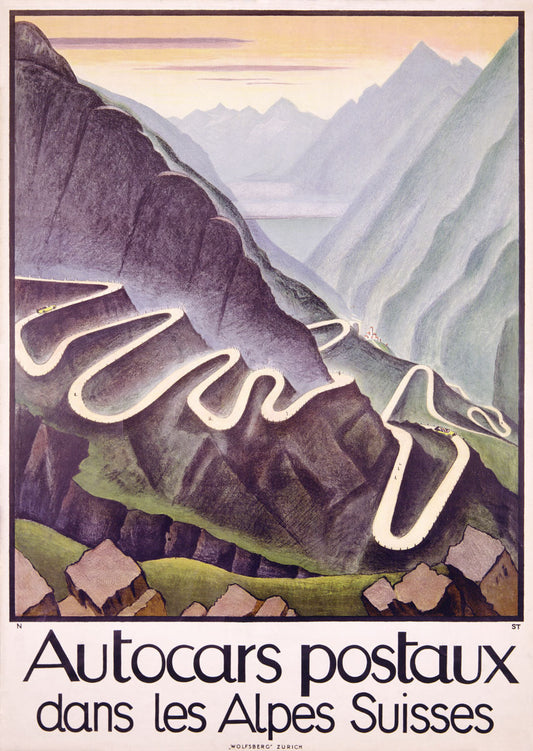 Autocars Postaux dans les Alpes Suisses Poster 0002-2450