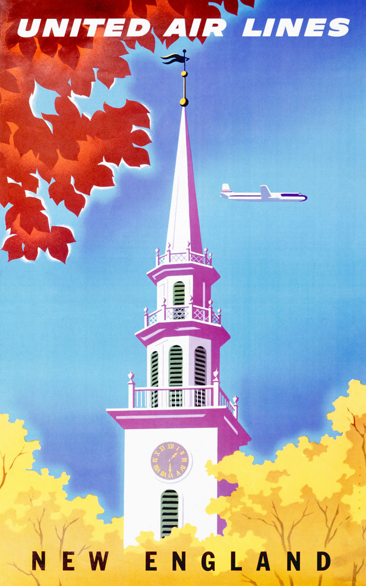 United Airlines New England Travel Poster 0002-2606