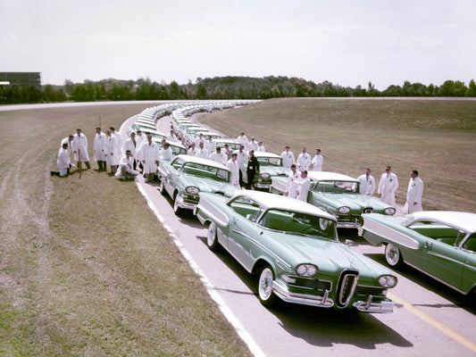 1958 Edsels on test track 0400-8363